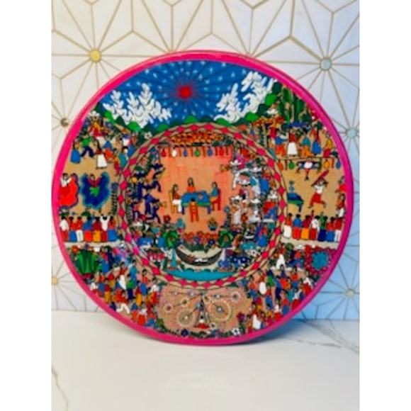 12" Mexican‎ Folk Art Pottery Plate – Hand-Painted, Vibrant Colors - Picture 1 of 8